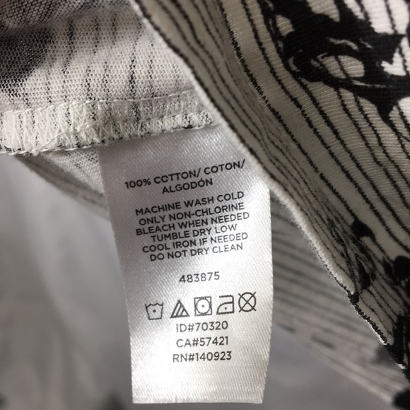 Loft Womens Black and White Floral Striped Top Size M Like-NEW - Picture 3 of 4